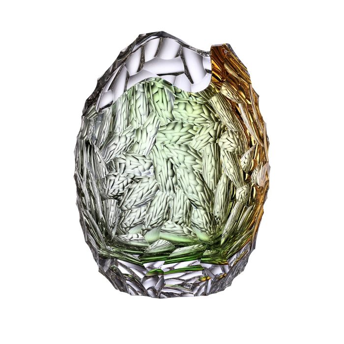 Dragon Vase 24 cm Crystal Amber Lime